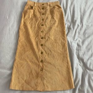 LF One Way Mustard Midi Corduroy Skirt